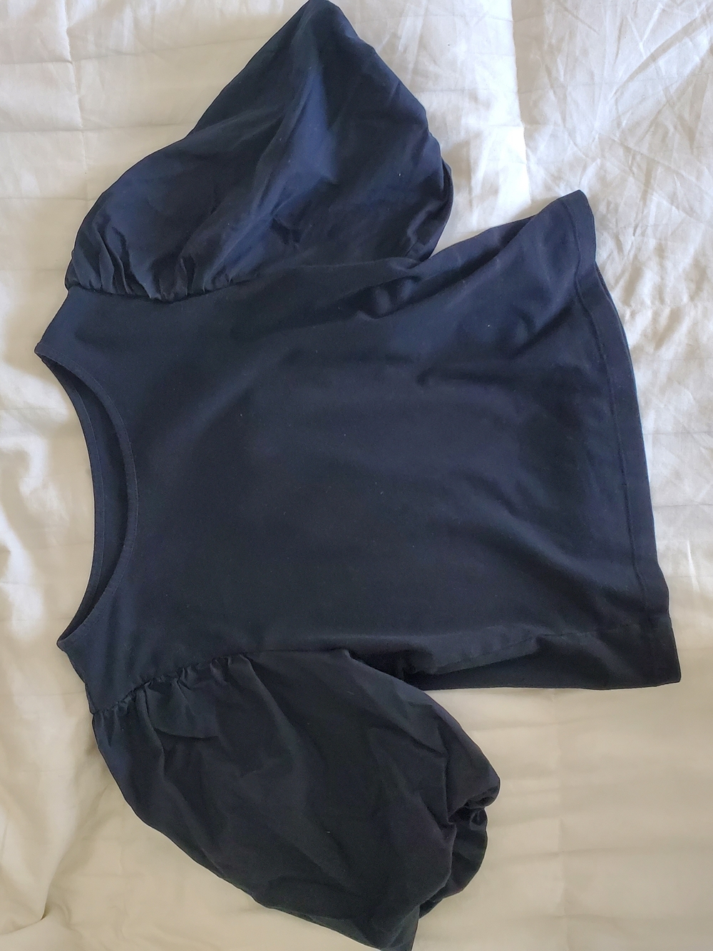a new day Black Puff Sleeve Crewneck Top